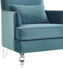 Load image into Gallery viewer, Bristol Sea Blue Velvet Chair with Lucite Legs