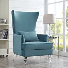 Load image into Gallery viewer, Bristol Sea Blue Velvet Chair with Lucite Legs