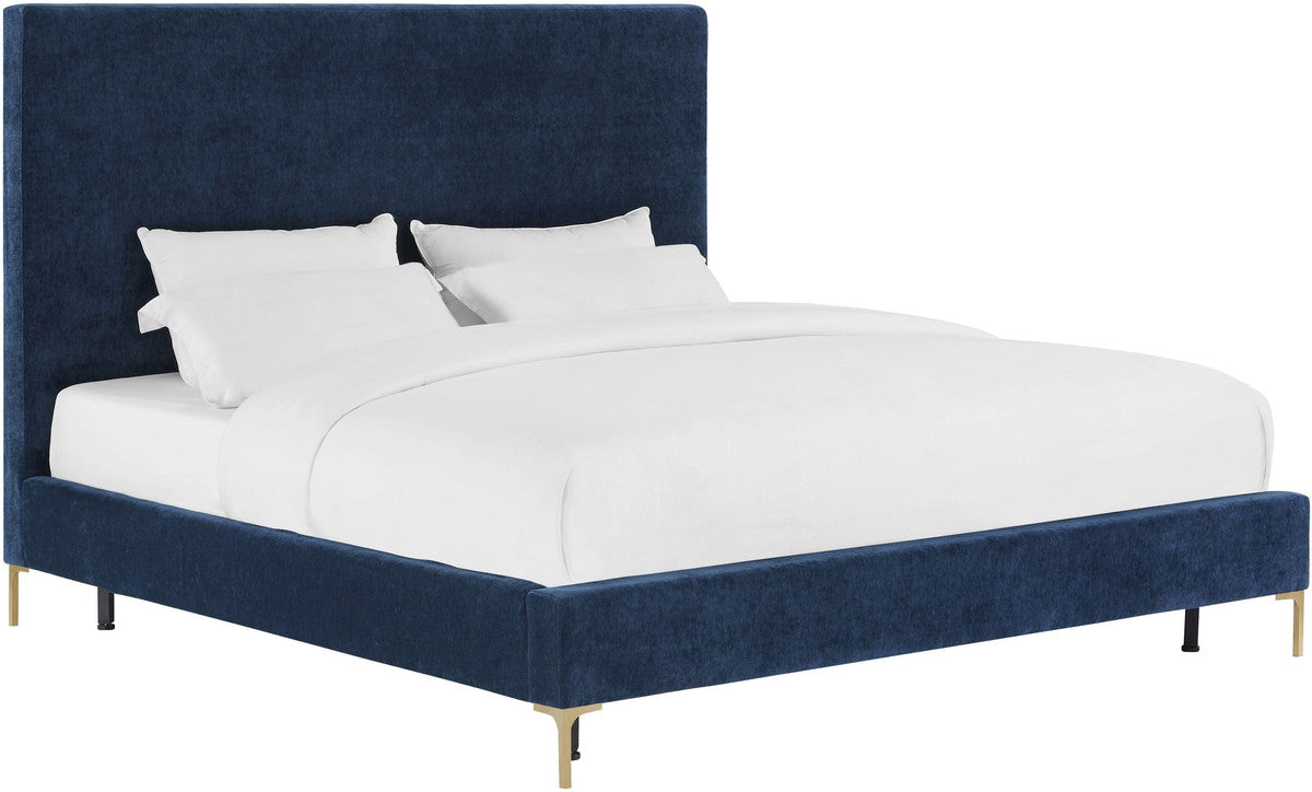 Delilah Navy Textured Velvet Bed in King