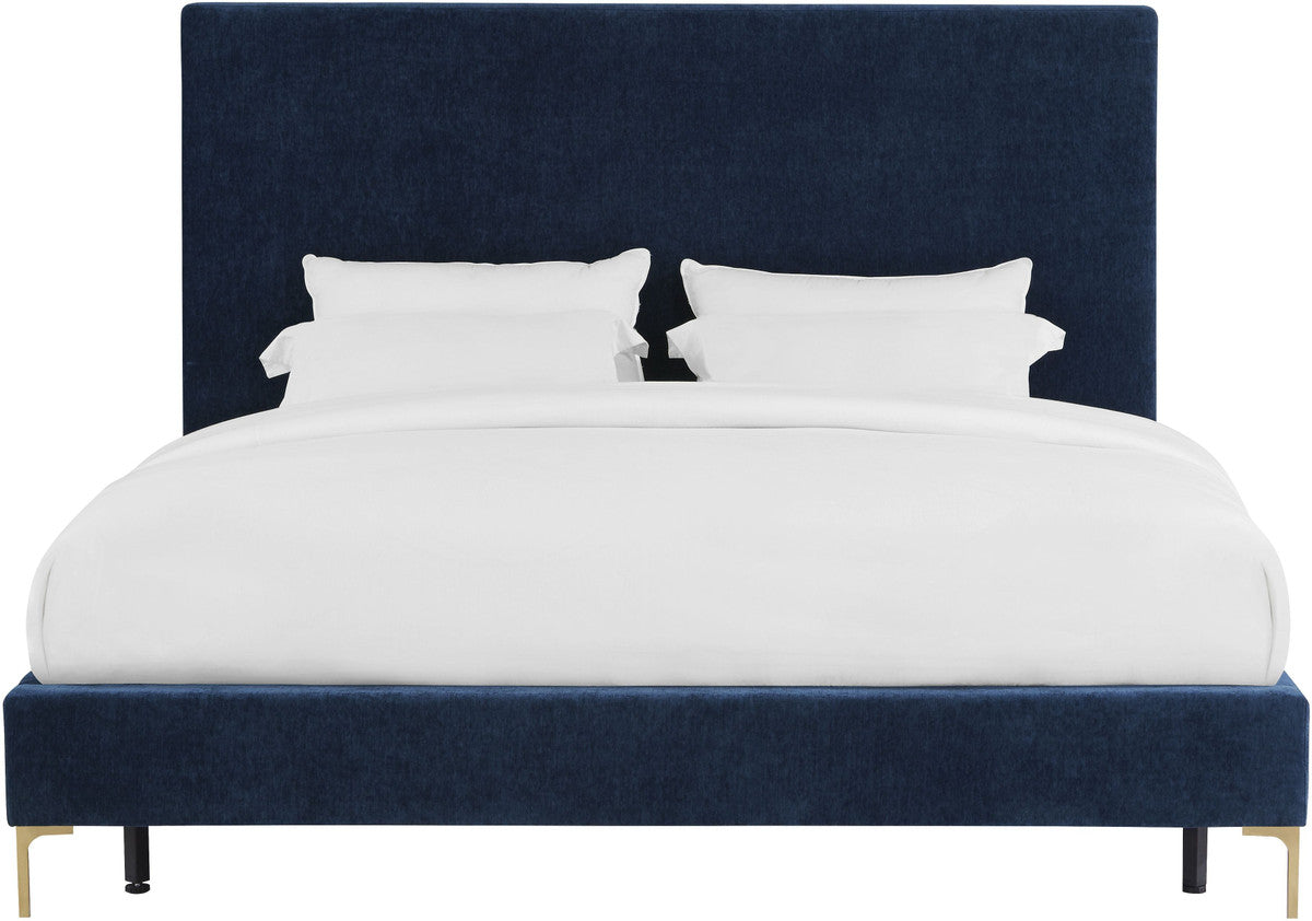 Delilah Navy Textured Velvet Bed in King