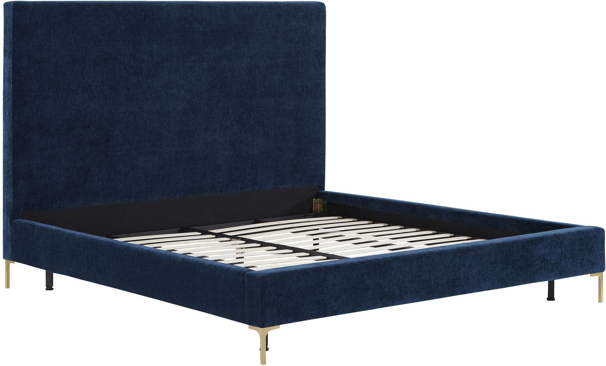 Delilah Navy Textured Velvet Bed in King