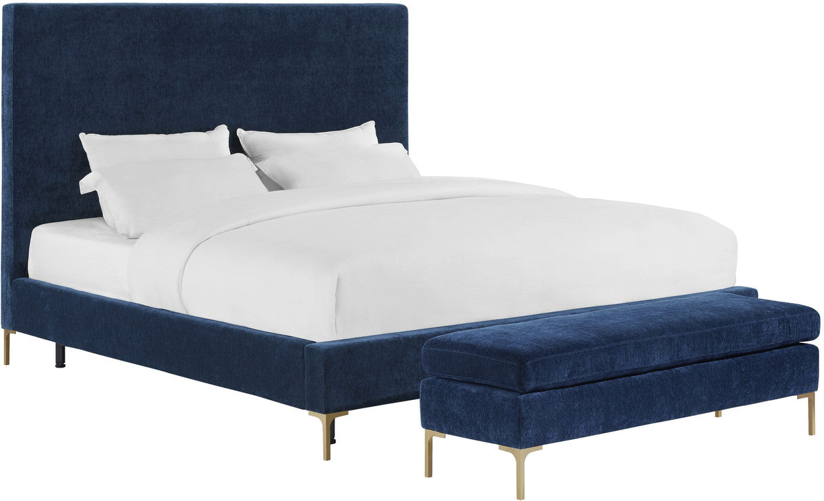 Delilah Navy Textured Velvet Bed in King