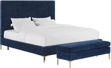 Load image into Gallery viewer, Delilah Navy Textured Velvet Bed in King