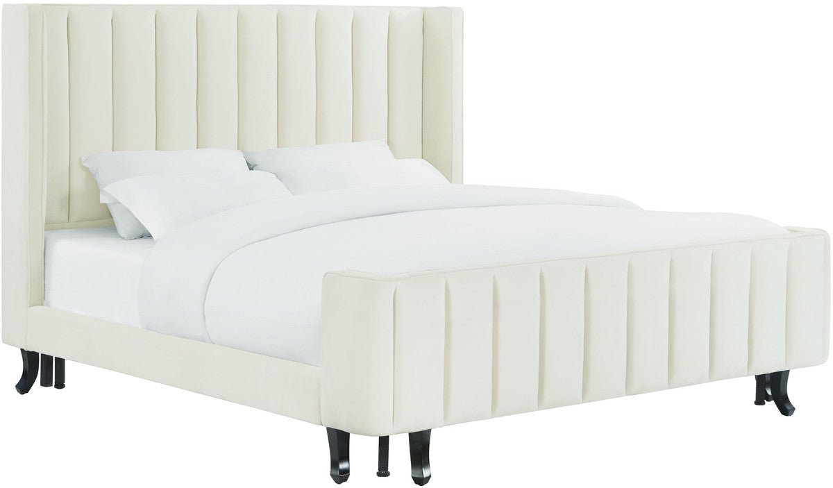 Waverly Cream Velvet Bed in King