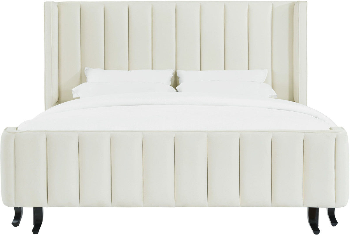 Waverly Cream Velvet Bed in King