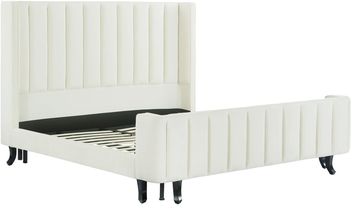 Waverly Cream Velvet Bed in King