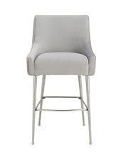 Load image into Gallery viewer, Beatrix Pleated Light Grey Velvet Counter Stool