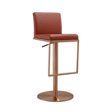Load image into Gallery viewer, Sentinel Saddle Brown and Rose Gold Adjustable Stool