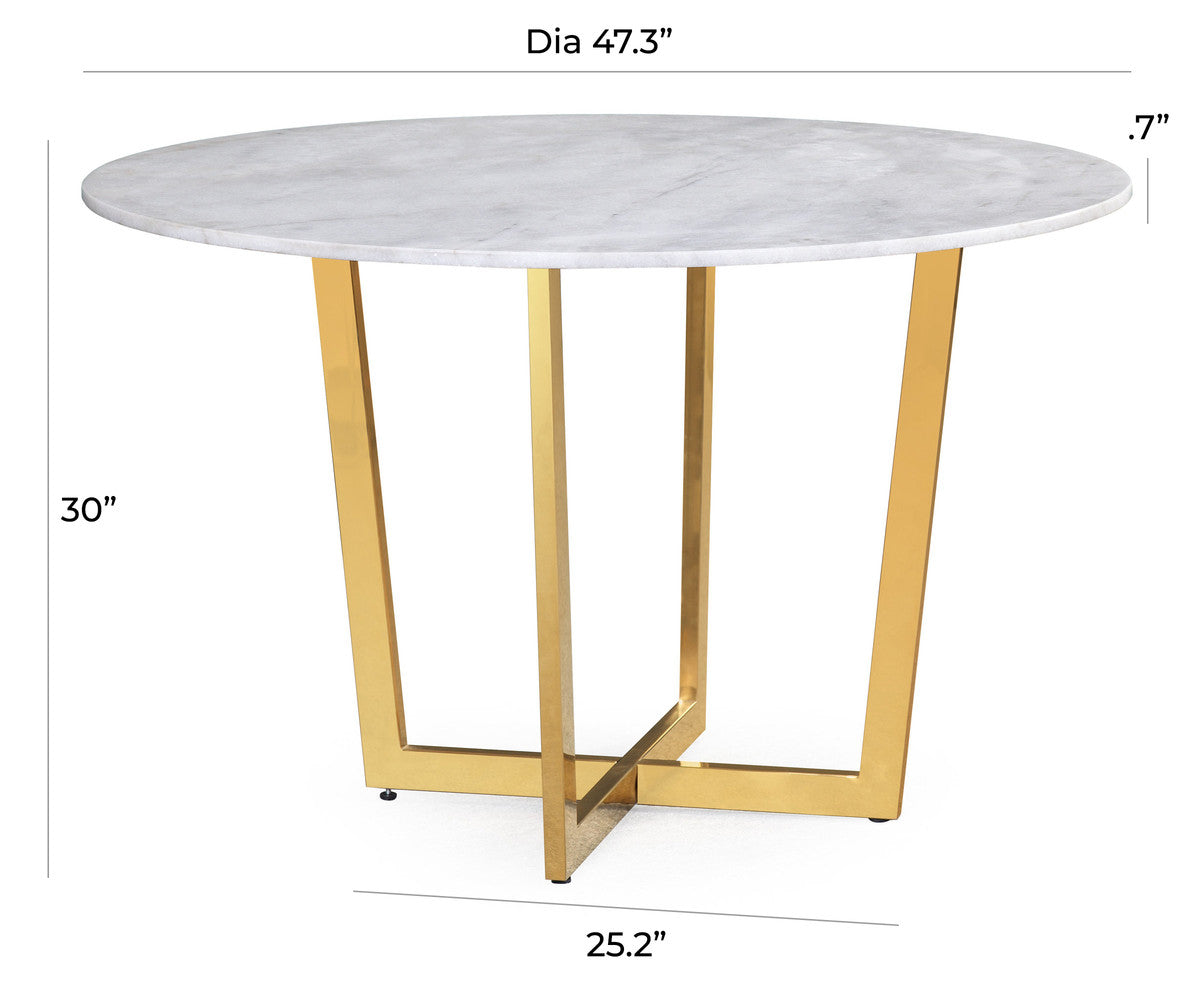 Maxim White Marble Dining Table