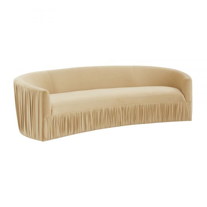 Valerie Pleated Champagne Velvet Sofa