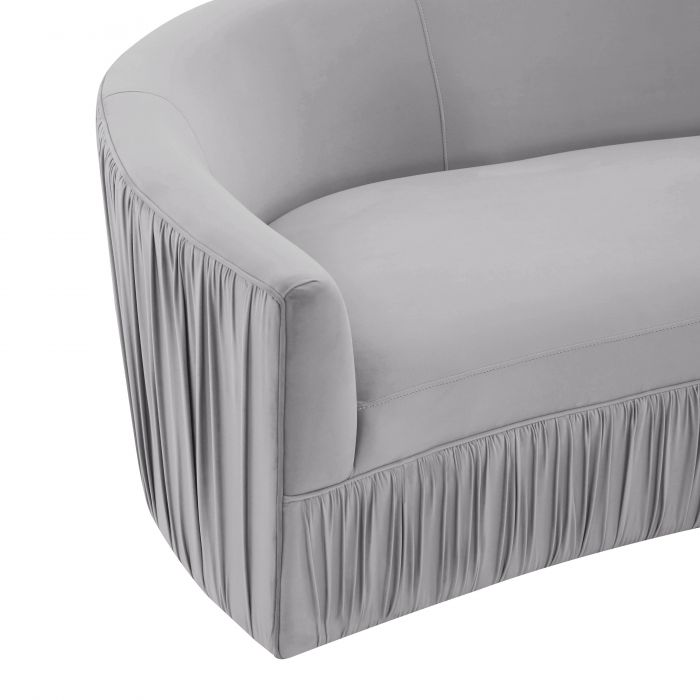 Valerie Pleated Light Grey Velvet Sofa