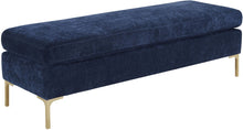 Load image into Gallery viewer, Delilah Navy Textured Velvet Bench