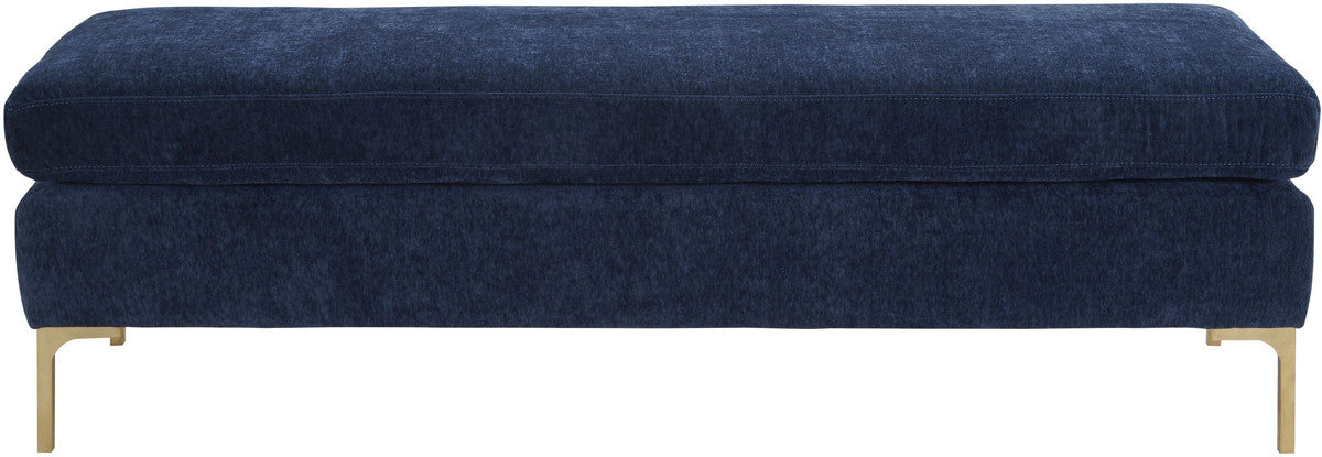 Delilah Navy Textured Velvet Bench