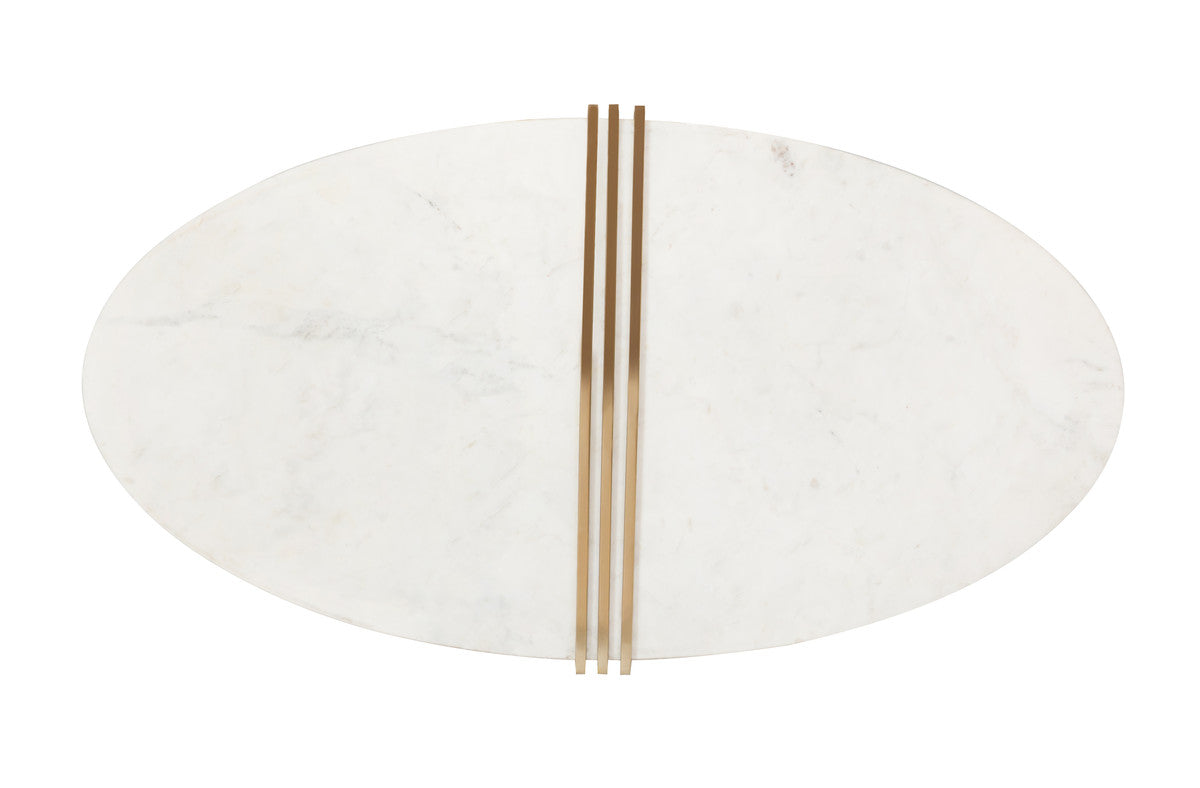 Caleb Oval White Marble Cocktail Table