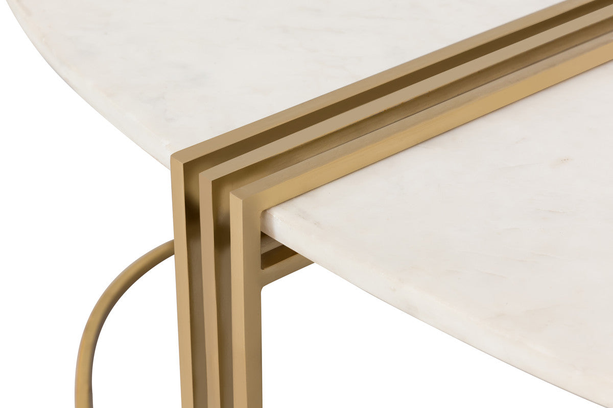 Caleb Oval White Marble Cocktail Table