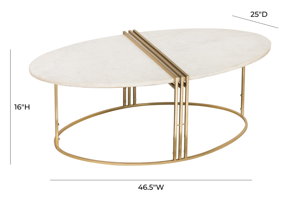 Caleb Oval White Marble Cocktail Table