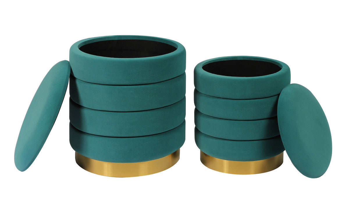 Saturn Teal Storage Ottomans (Set of 2)