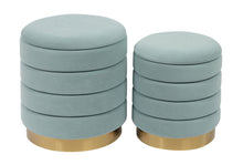 Load image into Gallery viewer, Saturn Teal Storage Ottomans (Set of 2)