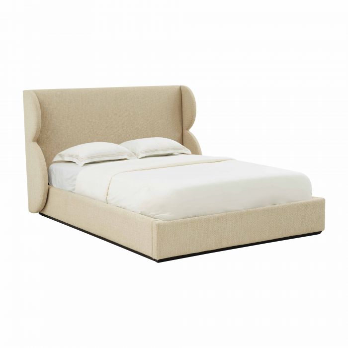 Jibriyah Beige Tweed Bed in Queen