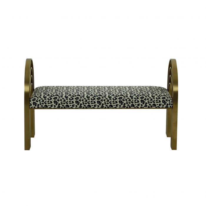 Mavis Leopard Print Velvet Bench